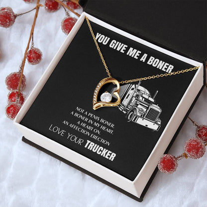 You Give Me A Heart Boner An Affection Erection Funny & Sarcastic Love For Her ? Mature Gag Gift For Truck Drivers Wife 1 Forever Love Necklace