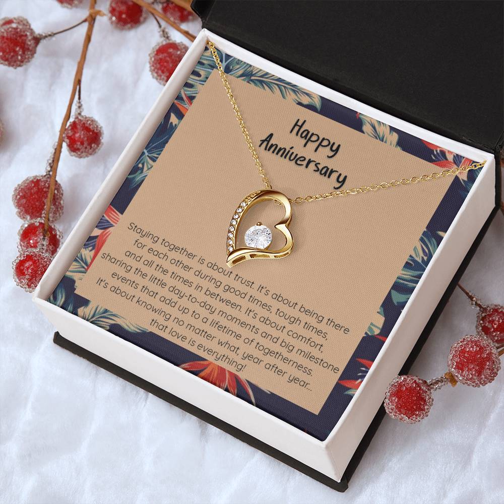 Anniversary Gift Love Is Everything 14K White Gold Or 18K Yellow Gold Finish Pendant Necklace Forever Love Necklace