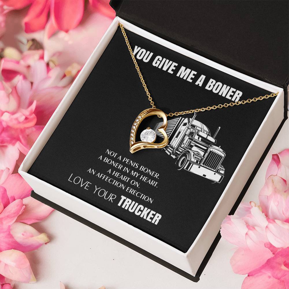 You Give Me A Heart Boner An Affection Erection Funny & Sarcastic Love For Her ? Mature Gag Gift For Truck Drivers Wife 1 Forever Love Necklace