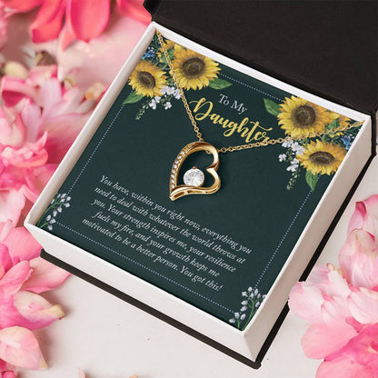 Customize Beautiful Sunflower Precious Necklace You Are My Sunshine Message Card Necklace To My Daughter Message Card Forever Love Necklace