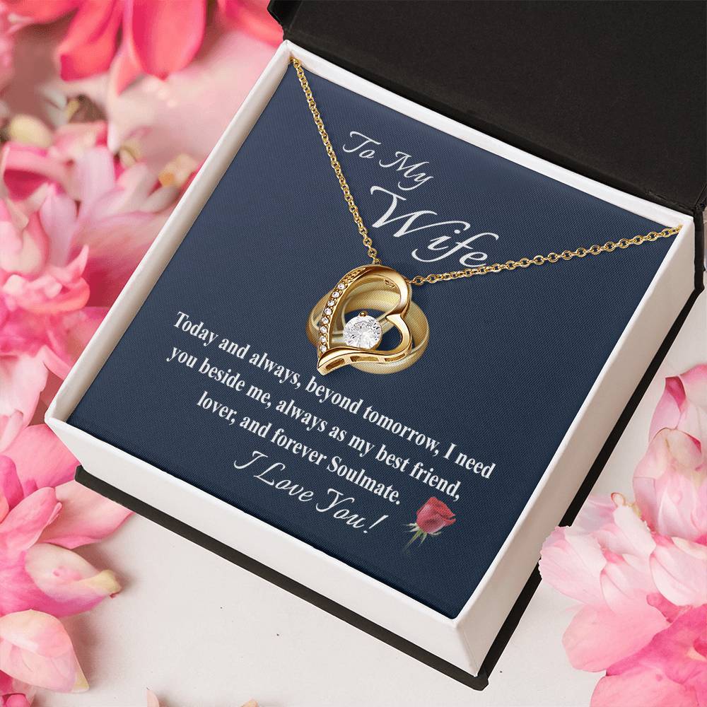 To My Wife Message Card With Heart Necklace Gift Necklace For Wife From Husband Anniversary And Birthday Gift For Wife Forever Love Necklace