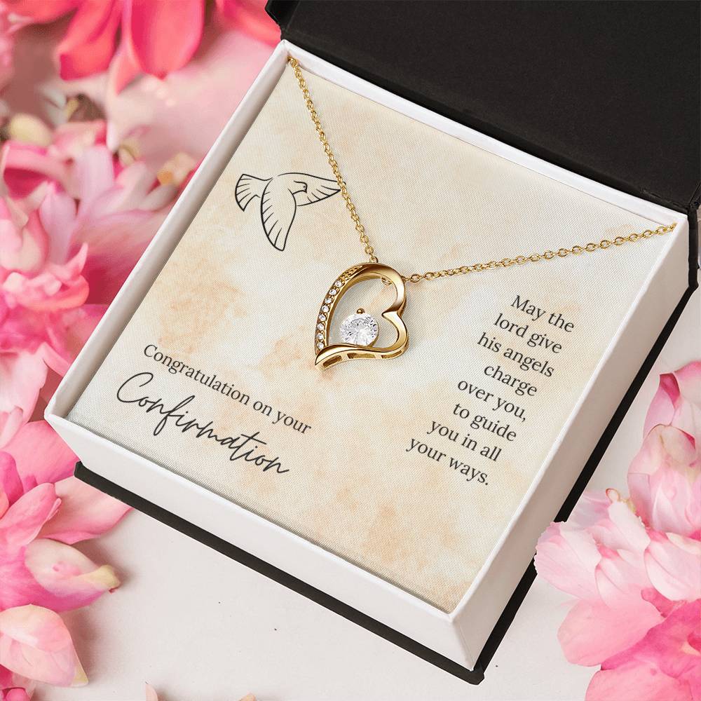 Congratulation On Your Confirmation - May The Lord Give His Angels Charge Over You To Guide You In All Your Ways - Necklace Forever Love Necklace