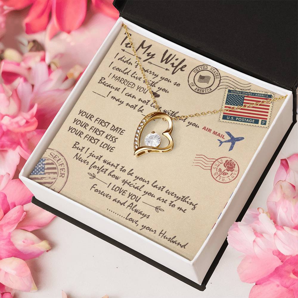 To My Wife Forever Love Necklace - Forever Love To My Wife Necklace From Husband Anniversary Gift For Wife Forever Love Necklace