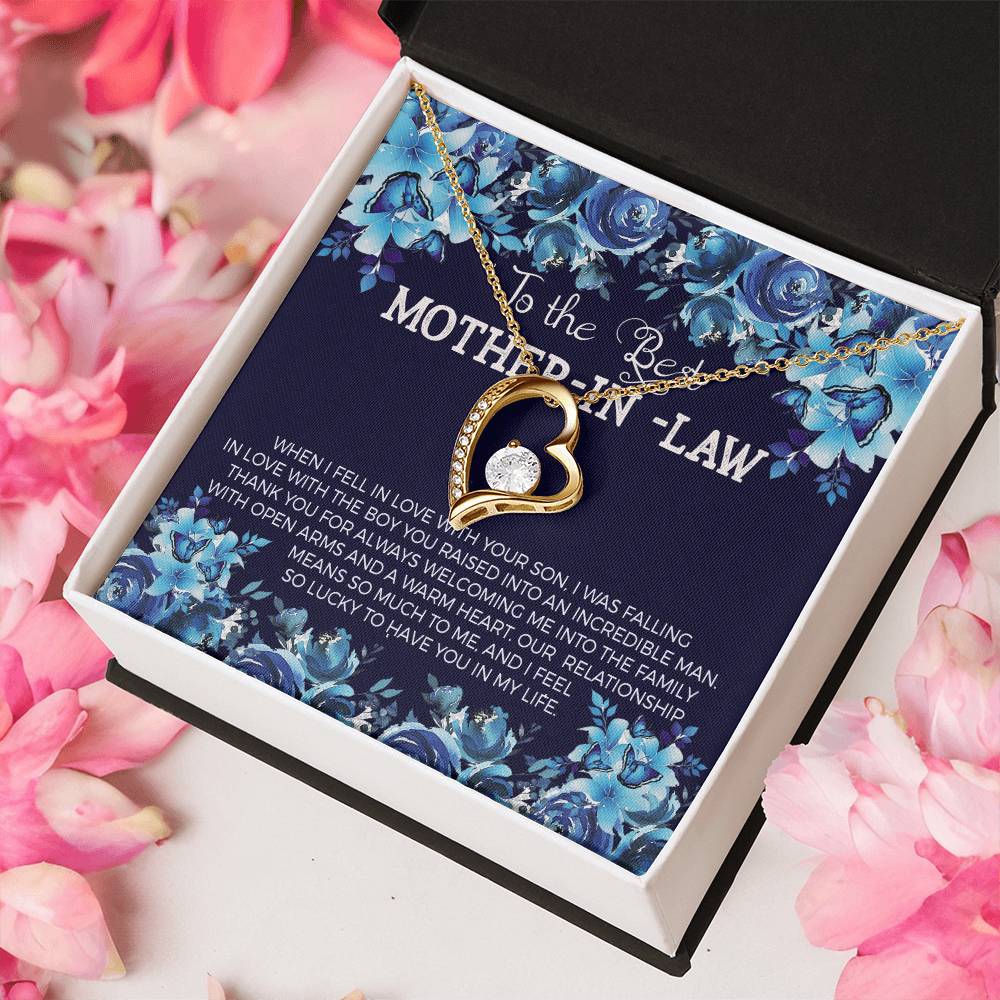 To The Best Mother In Law When I Fell In Love With Your Son. I Was Falling In Love With Boy You Raised Into An Incredible Man Forever Love Necklace