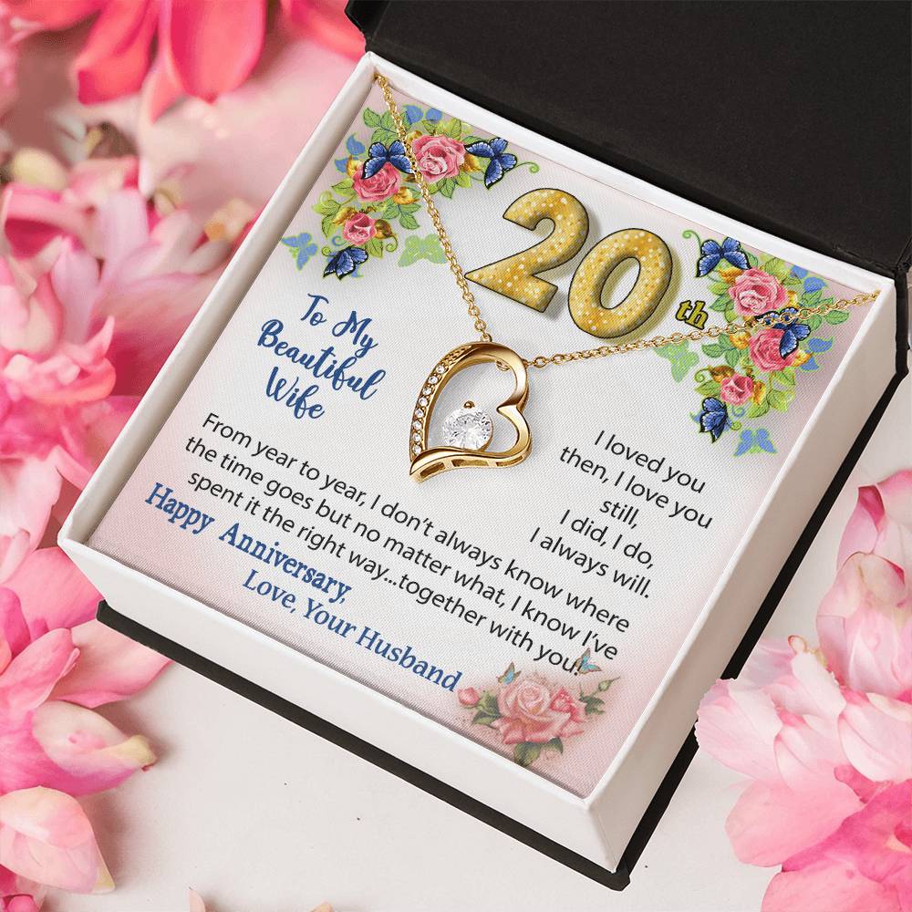 20th Anniversary Gift Heart Necklace For Wife Forever Love Necklace