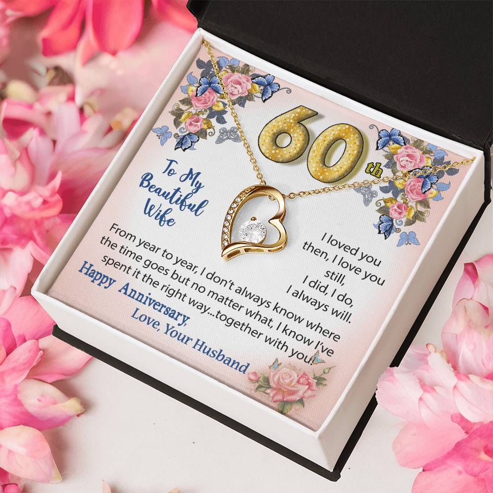 60Th Anniversary Heart Necklace Gift To Wife Forever Love Necklace