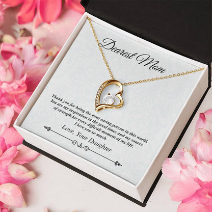 'Dearest Mom' Heart Necklace - The Most Caring Person In This World Forever Love Necklace