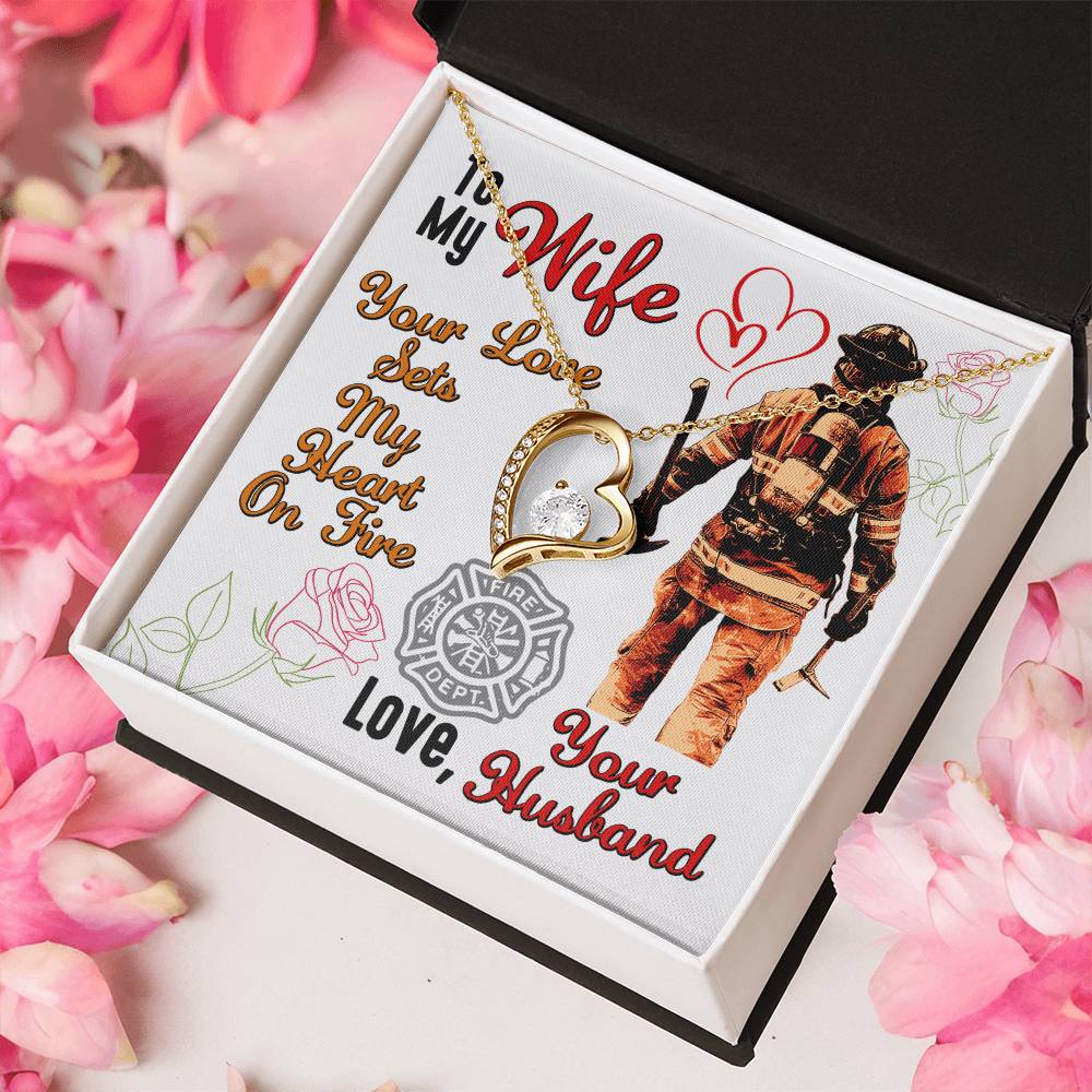 Gift For Firefighter Wife Thin Red Line Necklace For Fireman Wife To The World's Best Fire Wife Necklace Fireman Gift Set Birthday Gift Couples Forever Love Necklace