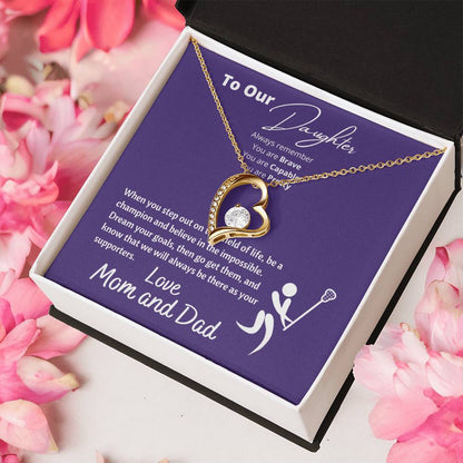 To Our Lacrosse Crazy Daughter - To Our Daughter Necklace From Mom And Dad Gift For Daughter Forever Love Necklace