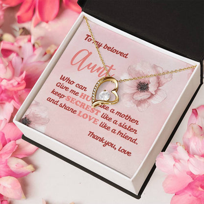 Gift For Auntie Thank You & Love You Forever Love Necklace