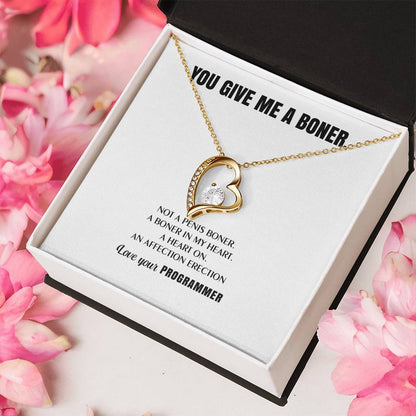 You Give Me A Heart Boner An Affection Erection Funny & Sarcastic Love For Her ? Mature Best Funny Gag Gifts For Programmer Wife On Special Days Forever Love Necklace