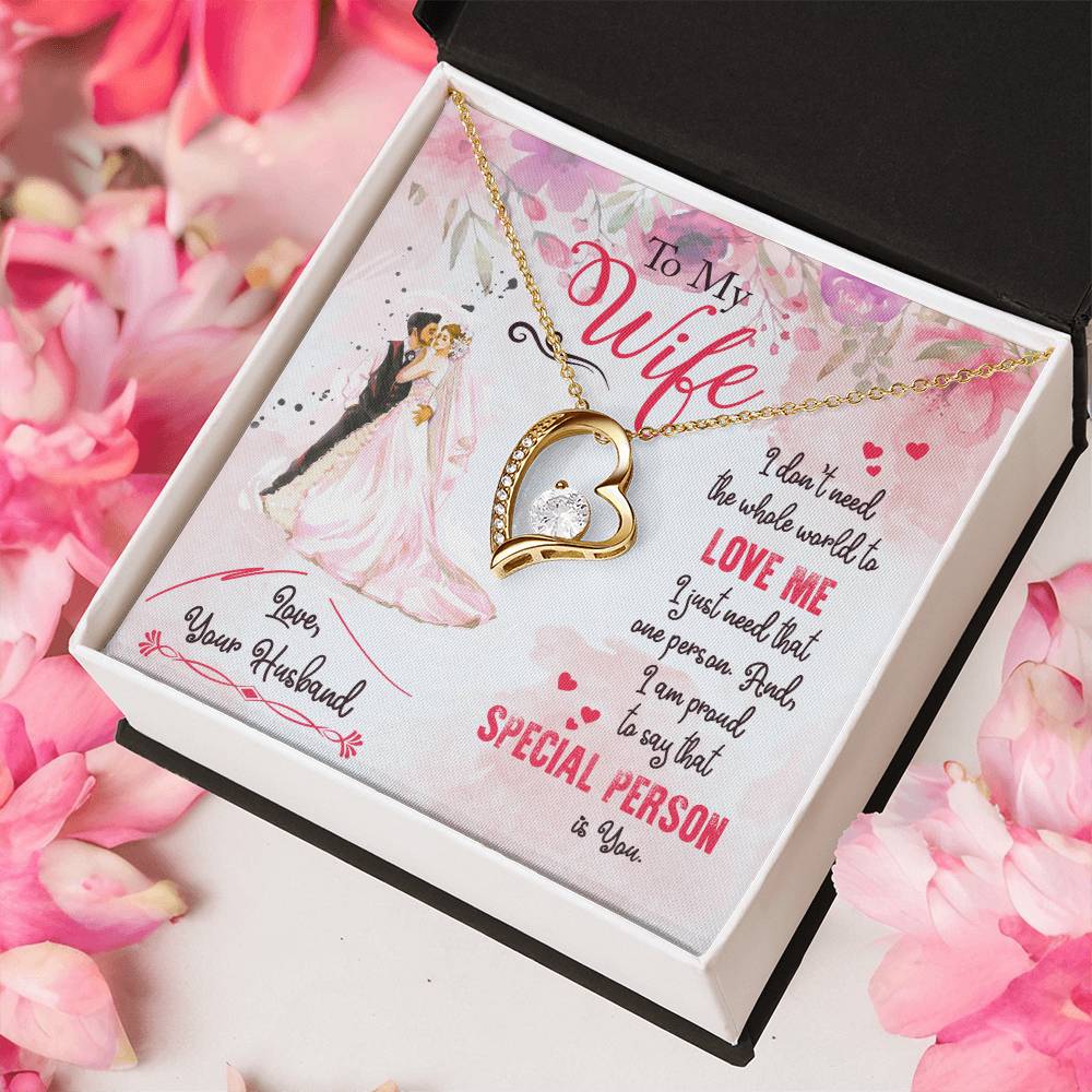 To My Wife Necklace Love Your Husband Anniversary Birthday Valentine's Day Gifts For Lineman's Wife Lineman's Wife Gifts Forever Love Necklace