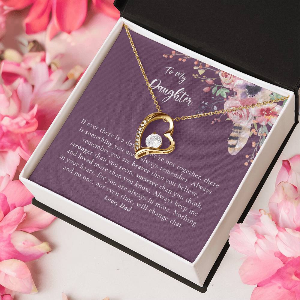Daughter - Dad - Pruple - Gold Forever Love Necklace