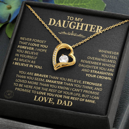Unique Gift For Daughter From Dad Never Forget That I Love You Heart Necklace Forever Love Necklace