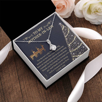 Christmas Gift To Mother-In-Law - Thank You For Being The Woman You Are. And Thank You For Being Such A Treasure In Our Lives. Alluring Beauty Necklace