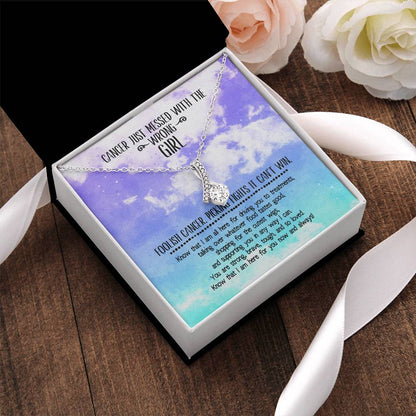 Cancer Messed With Wrong Girl Ribbon Necklace Alluring Beauty Necklace