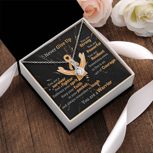 Appendix Cancer Warrior Necklace Amber Ribbon Awareness White Gold Alluring Beauty Necklace