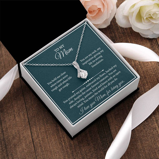 Alluring Necklace Sterling Silver Mother's Day Gift - I Love You Mom For Being You Alluring Beauty Necklace
