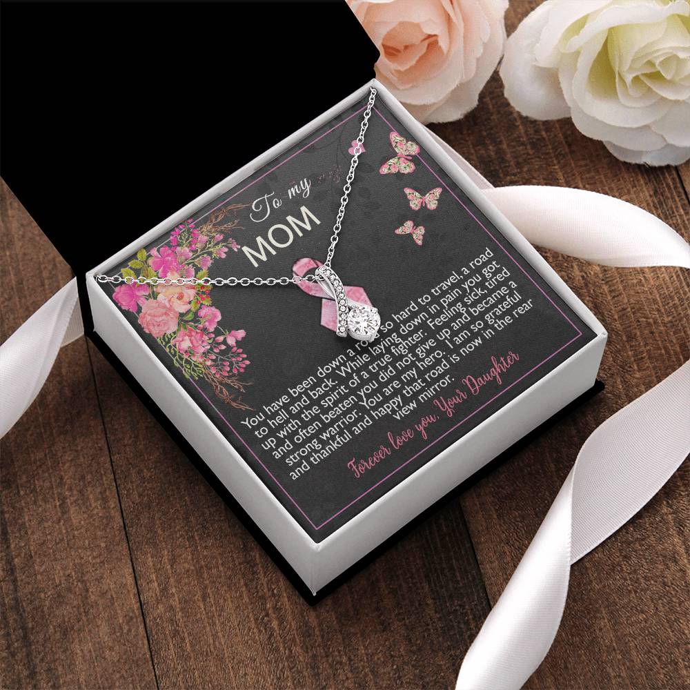 Breast Cancer Survivor Ribbon Necklace Gift For Mom Alluring Beauty Necklace