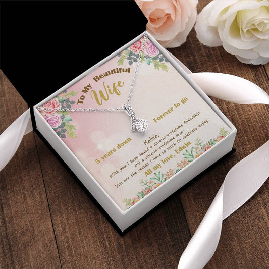 Customize Necklace Gift For Wife 5Th Wedding Anniversary Necklacefifth Anniversary Gift For Wife 5Th Wedding Anniversary Jewelry Alluring Beauty Necklace