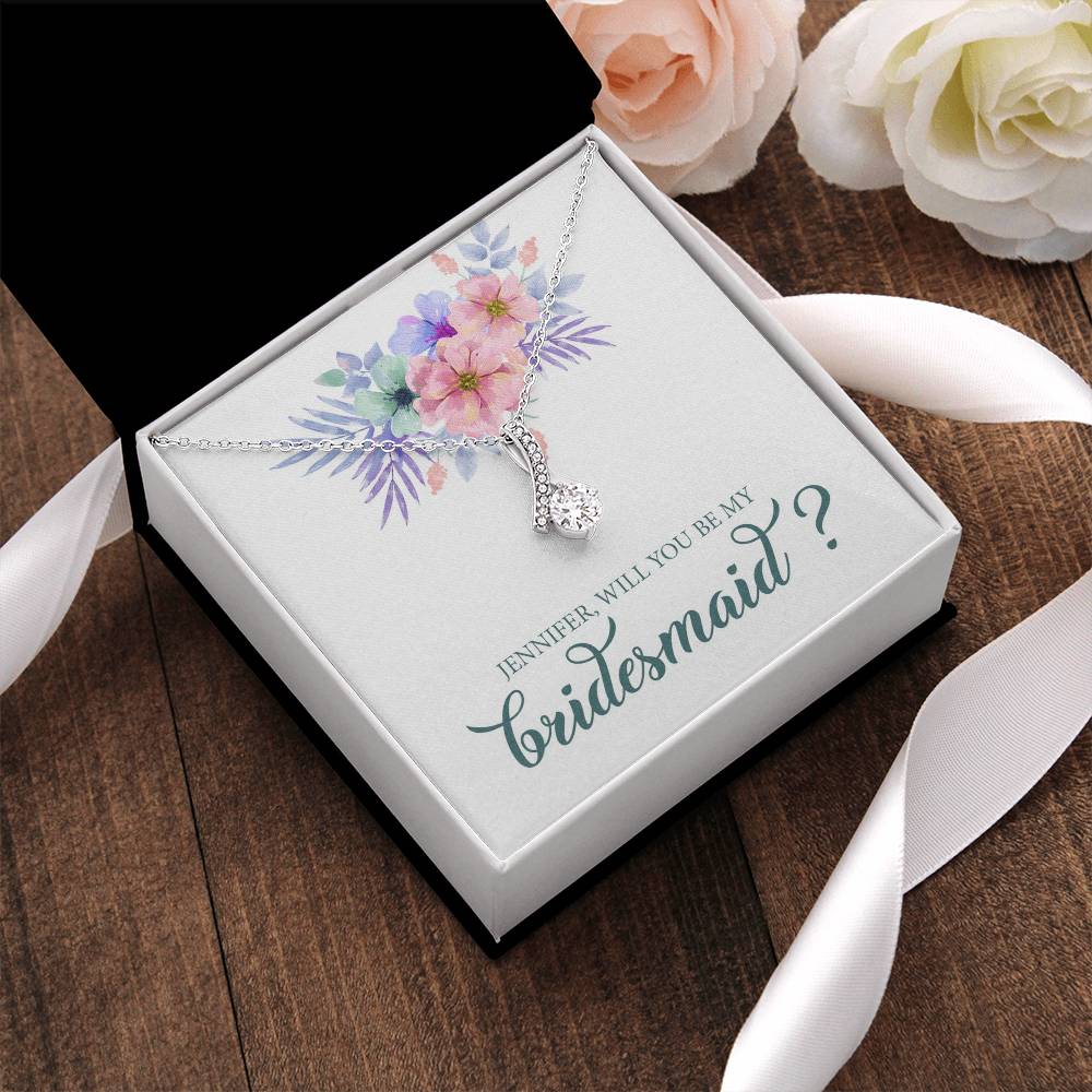 Customize Bridesmaid Proposal Gift Necklace Will You Be My Bridesmaid Wedding Gift Alluring Beauty Necklace