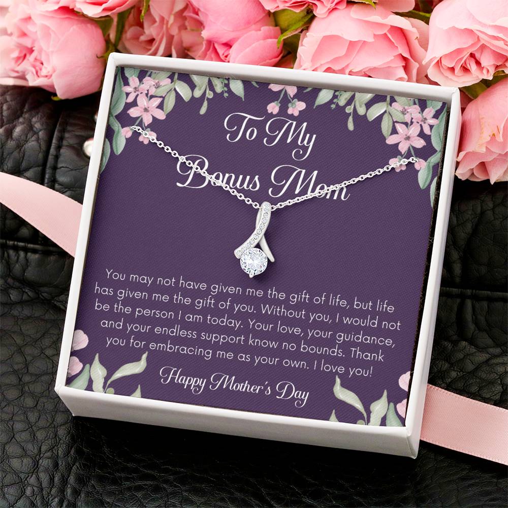 Bonus Mom Necklace Mothers Day Gift Daughterson To Mom Gift Unique Bonus Mom Gift Step Mom Gift Stepmom Gift On Mothers Day Alluring Beauty Necklace
