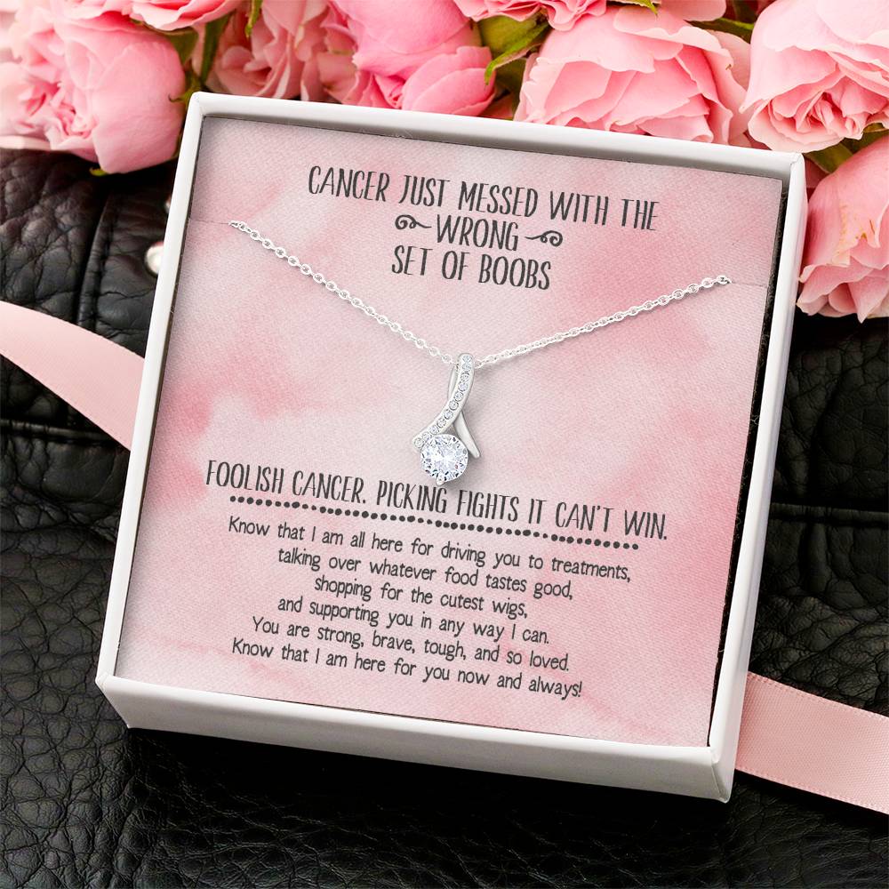 Breast Cancer Support Ribbon Necklace- Pink Alluring Beauty Necklace