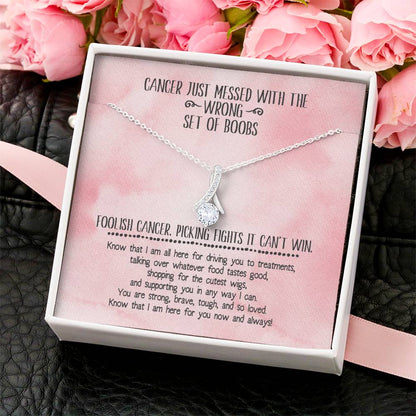 Breast Cancer Support Ribbon Necklace- Pink Alluring Beauty Necklace