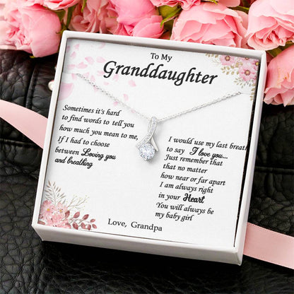 Alluring Necklace With Message Card For Granddaughter From Grandpa Alluring Beauty Necklace