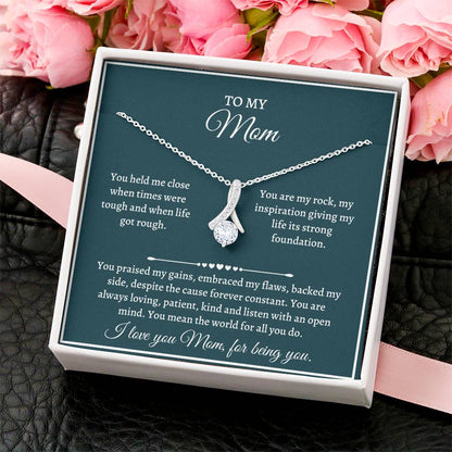 Alluring Necklace Sterling Silver Mother's Day Gift - I Love You Mom For Being You Alluring Beauty Necklace