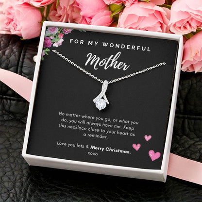 Wonderful Mother Necklace - 14K White Gold Finish Alluring Beauty Necklace