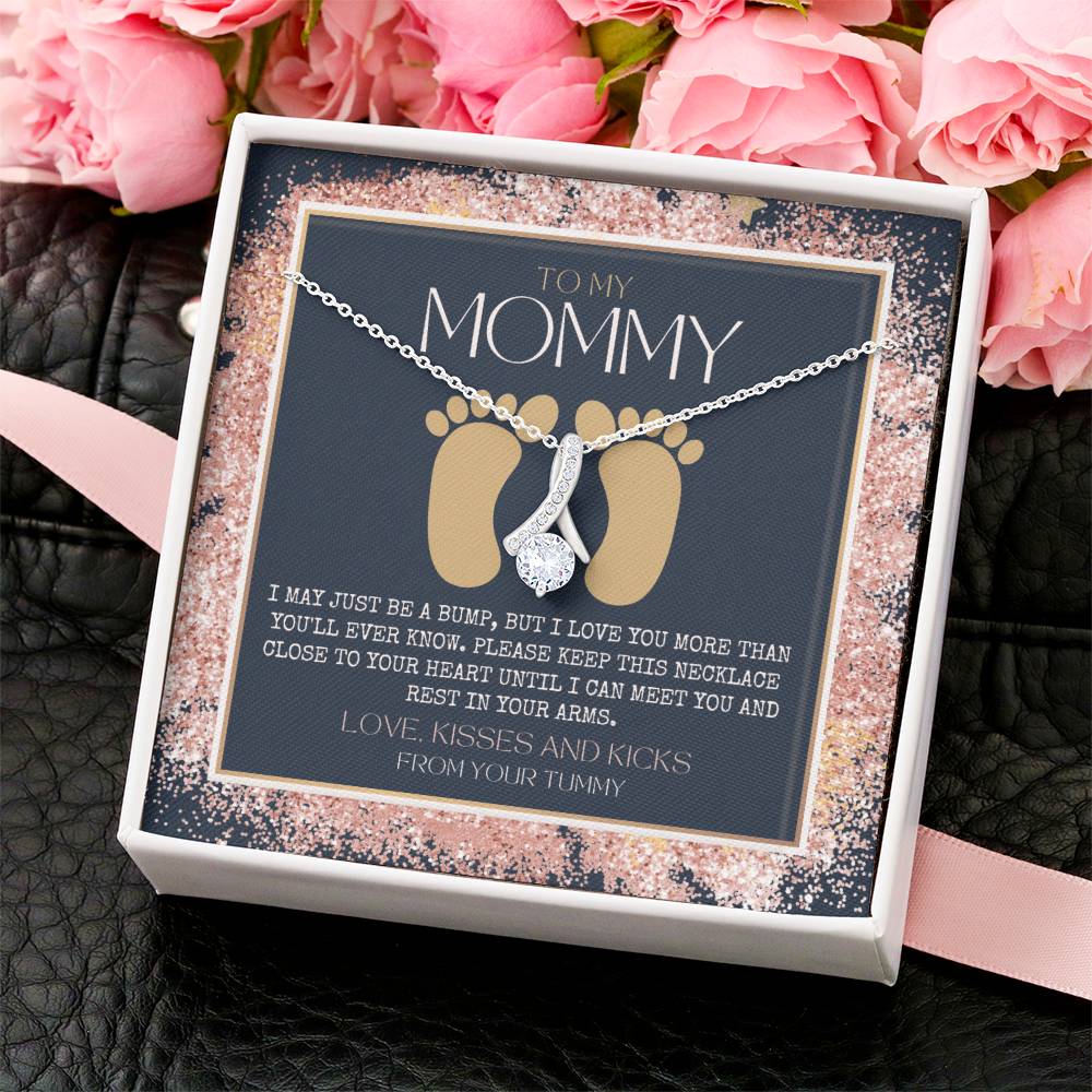 Baby Shower Gift New Mommy Necklace Pregnant Wife Gift To My Mommy I May Just Be A Bump 1  Alluring Beauty Necklace