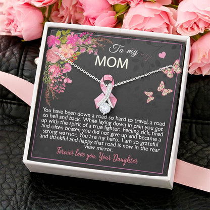 Breast Cancer Survivor Ribbon Necklace Gift For Mom Alluring Beauty Necklace
