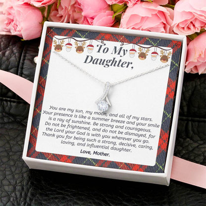 Christmas Gift To Daughter - Thank You For Being Such A Strong Decisive Caring Loving And Influential Daughter. Alluring Beauty Necklace
