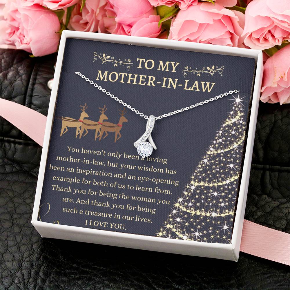 Christmas Gift To Mother-In-Law - Thank You For Being The Woman You Are. And Thank You For Being Such A Treasure In Our Lives. Alluring Beauty Necklace
