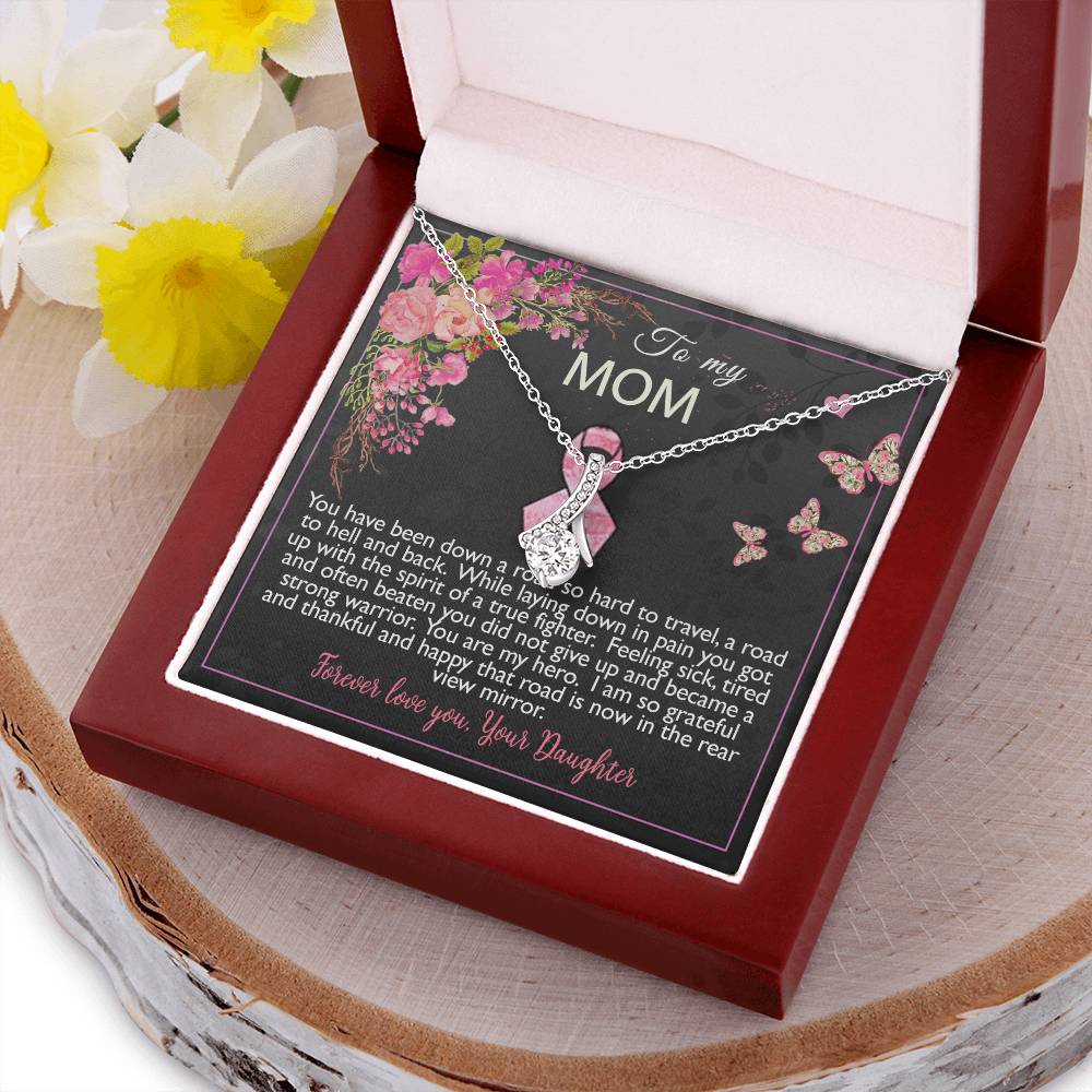 Breast Cancer Survivor Ribbon Necklace Gift For Mom Alluring Beauty Necklace