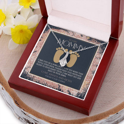 Baby Shower Gift New Mommy Necklace Pregnant Wife Gift To My Mommy I May Just Be A Bump 1  Alluring Beauty Necklace