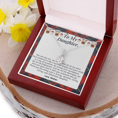 Christmas Gift To Daughter - Thank You For Being Such A Strong Decisive Caring Loving And Influential Daughter. Alluring Beauty Necklace