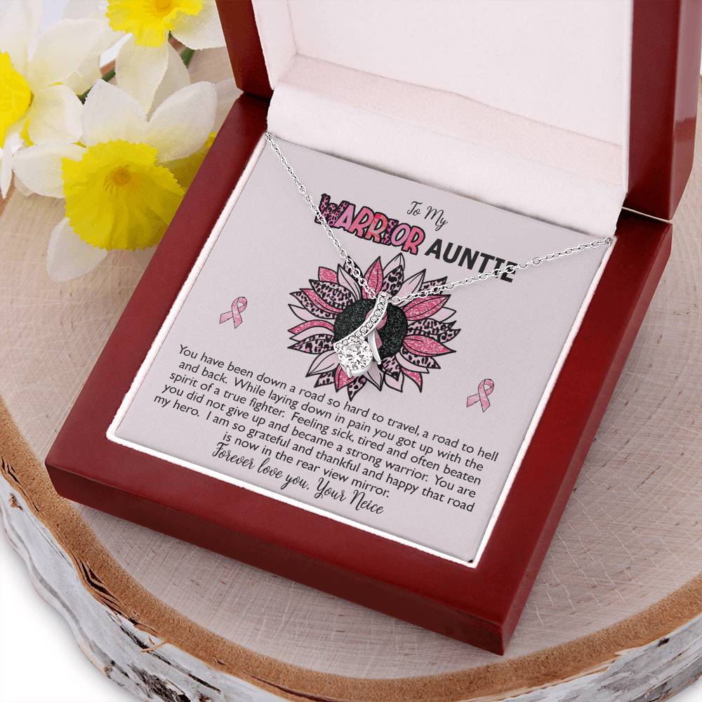 Aunt Breast Cancer Survivor Ribbon Necklace Gift Alluring Beauty Necklace