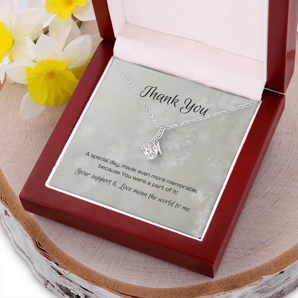 Bridesmaid Thank You Ribbon Design Pendant Alluring Beauty Necklace