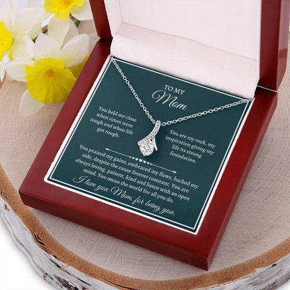 Alluring Necklace Sterling Silver Mother's Day Gift - I Love You Mom For Being You Alluring Beauty Necklace