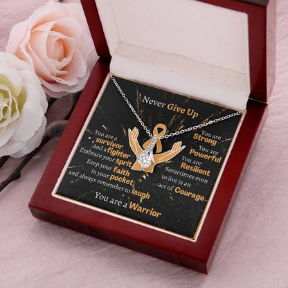 Appendix Cancer Warrior Necklace Amber Ribbon Awareness White Gold Alluring Beauty Necklace