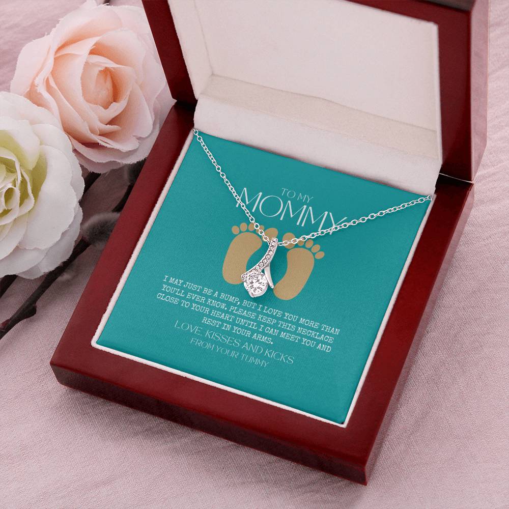 Baby Shower Gift New Mommy Necklace Pregnant Wife Gift To My Mommy I May Just Be A Bump But I Love You More 1  Alluring Beauty Necklace