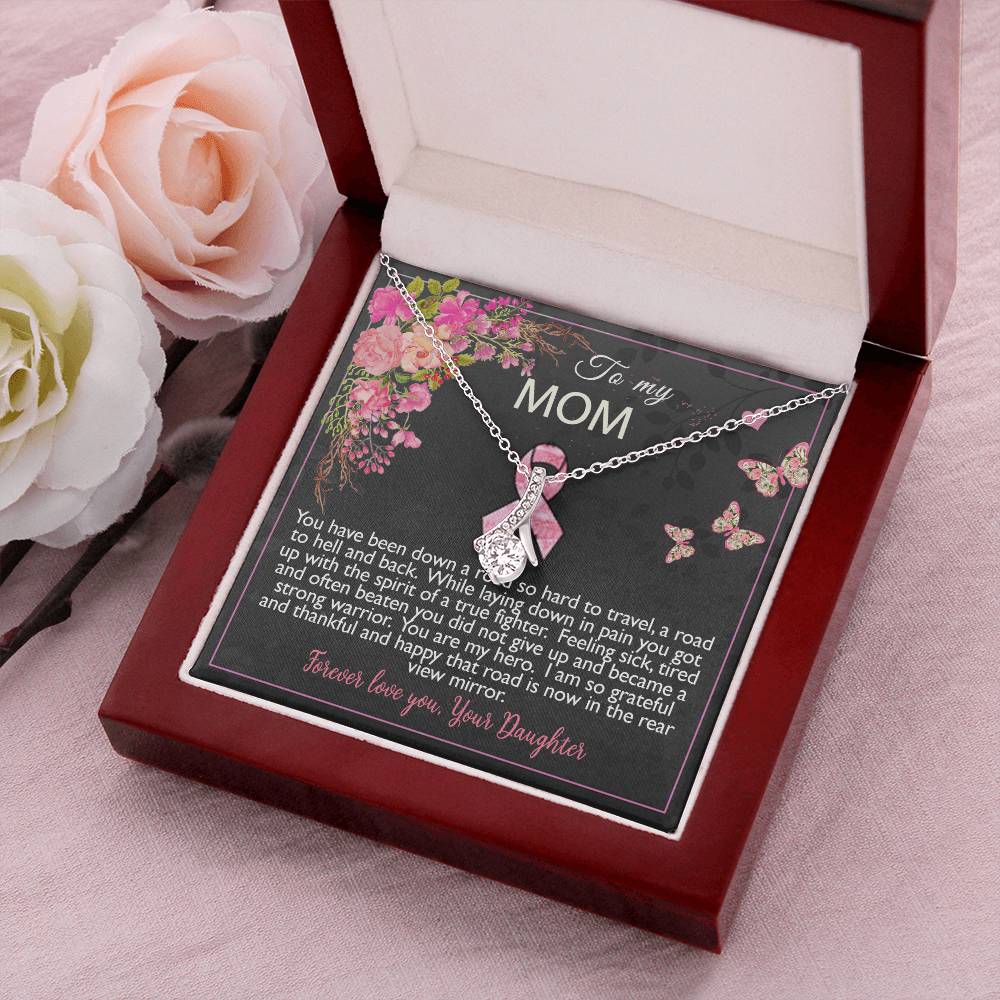 Breast Cancer Survivor Ribbon Necklace Gift For Mom Alluring Beauty Necklace