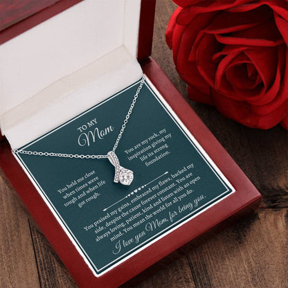 Alluring Necklace Sterling Silver Mother's Day Gift - I Love You Mom For Being You Alluring Beauty Necklace