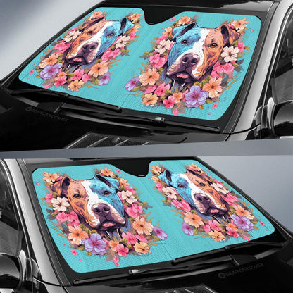 Dog Pitbull Floral Car Sunshade Custom Car Accessories
