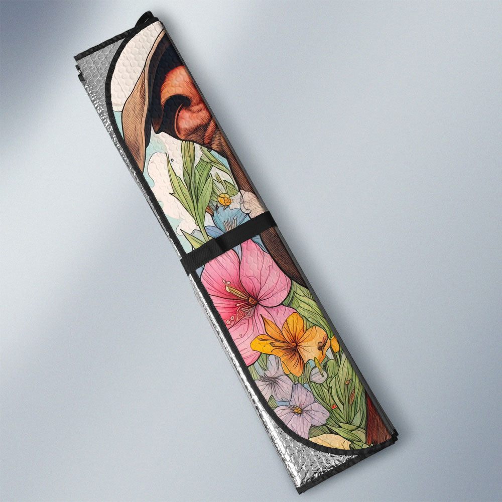 Dog Pitbull Floral Car Sunshade Custom Car Accessories